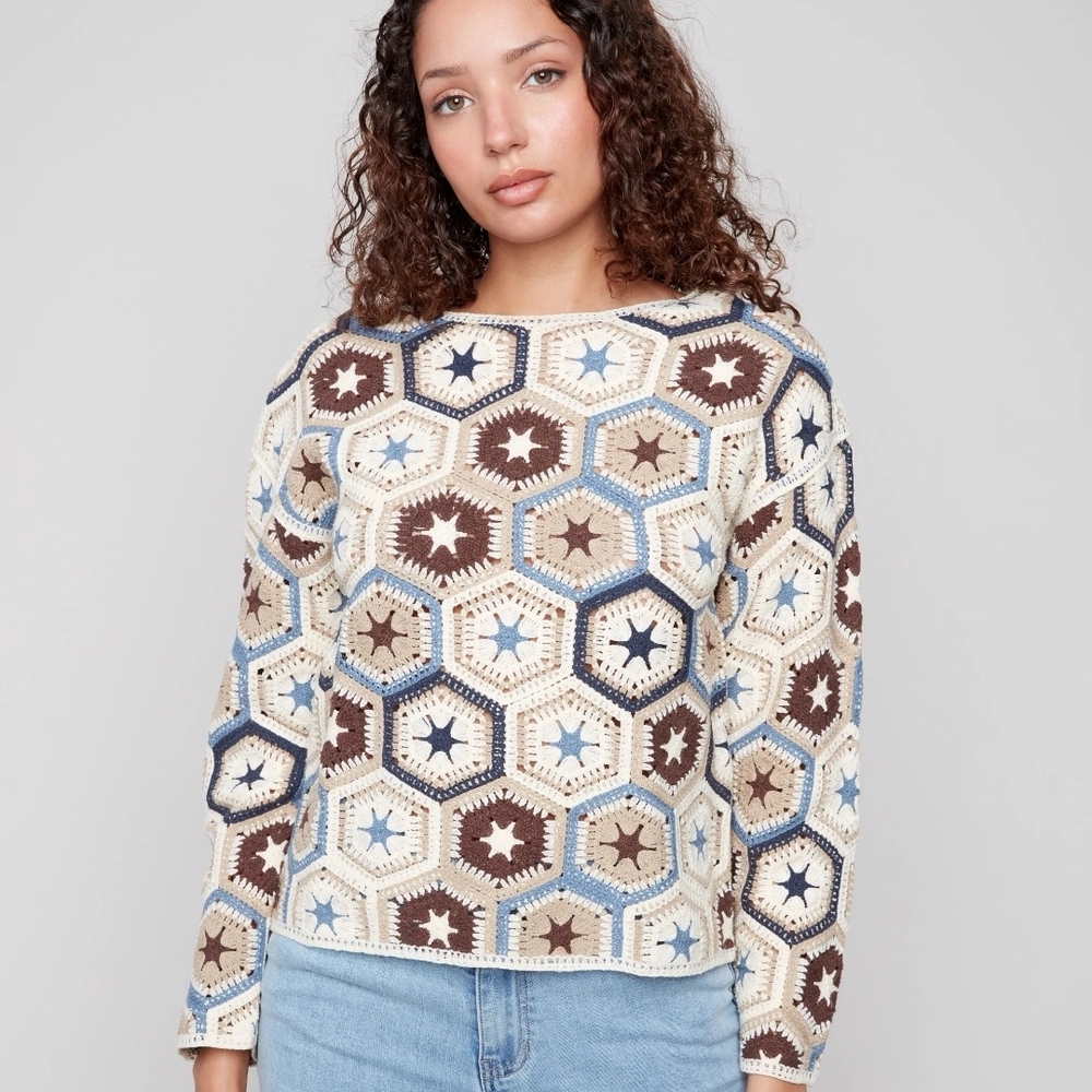 CHARLIE B Multicolor Hexagon Pattern Sweatshirt